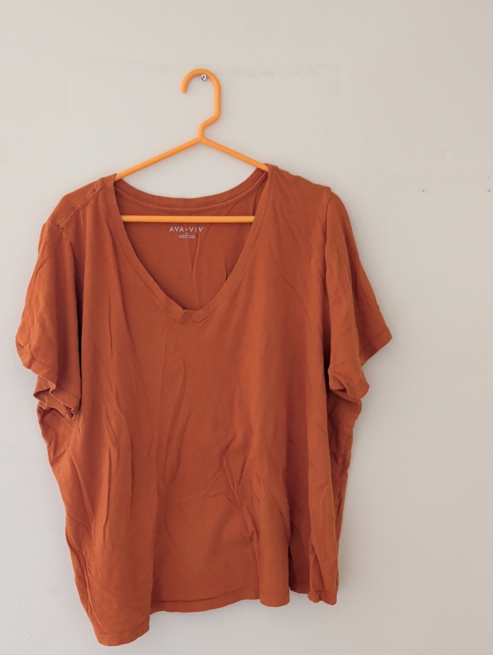 Ava & Viv Rust Short Sleeve V-Neck Tee